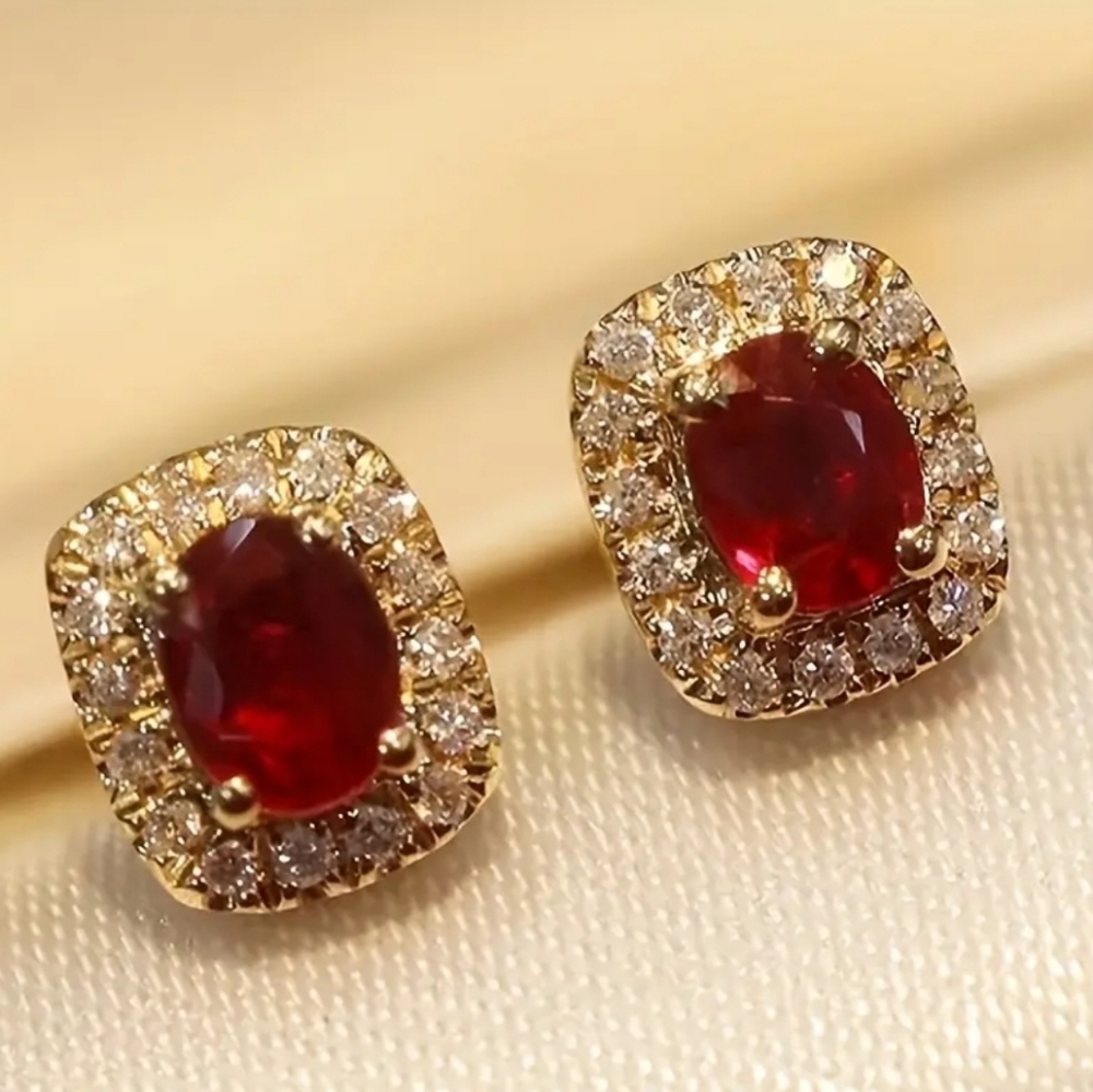 🚨NEW! Halo Ruby Stud Earrings